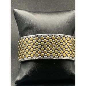Silvertone Gold Tone Hindged Bangle Bracelet Circumference 7 Inches